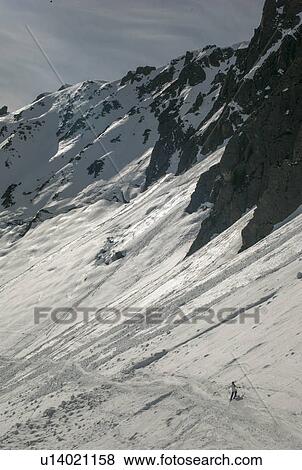 Stock Photo - Snow covered mountains in winter, Brevent, Flegere, Mont Blanc, Chamonix, Rhone-Alpes, France. Fotosearch
