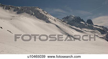 Snow covered ski area in winter, Domaine De Balme, Vallorcine, Mont Blanc, Chamonix, Rhone-Alpes, France View Large Photo Image Stock Photo - Snow covered ski area in winter, Domaine De Balme, Vallorcine, Mont Blanc, Chamonix, Rhone-Alpes, France. Fotosearch