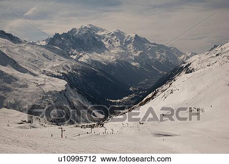 Snow covered ski area with mountains in winter, Domaine De Balme, Vallorcine, Mont Blanc, Chamonix, Rhone-Alpes, France View Large Photo Image Stock Image - Snow covered ski area with mountains in winter, Domaine De Balme, Vallorcine, Mont Blanc, Chamonix, Rhone-Alpes, France. Fotosearch