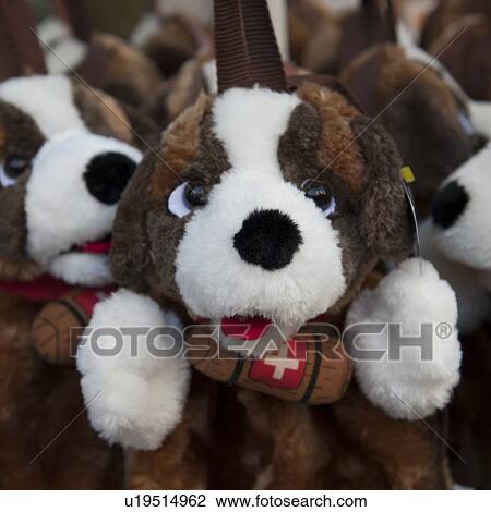 Stock Image - Souvenir soft toys, Zermatt, Valais Canton, Switzerland. Fotosearch