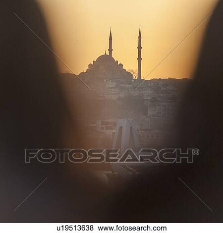 Stock Photo - Sunset over Suleymaniye Mosque, Third Hill, Istanbul, Turkey. Fotosearch