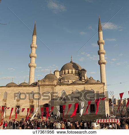 Tourists at the Yeni Camii Mosque, Istanbul, Turkey View Large Photo Image Stock Photograph - Tourists at the Yeni Camii Mosque, Istanbul, Turkey. Fotosearch