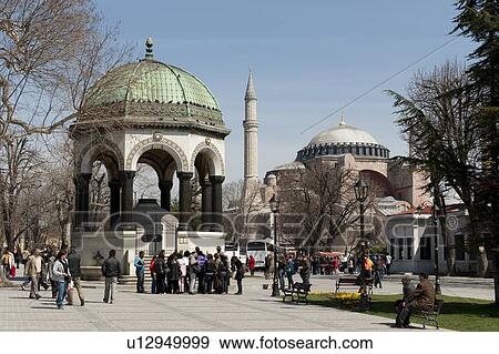 Tourists outside Blue Mosque, Istanbul, Turkey View Large Photo Image Stock Photo - Tourists outside Blue Mosque, Istanbul, Turkey. Fotosearch