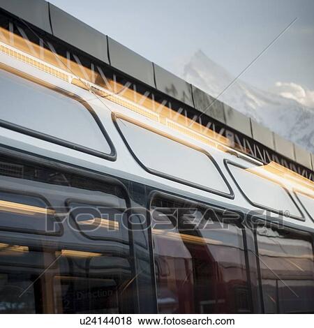 Stock Photo - Train at a station, Chamonix, Rhone-Alpes, France. Fotosearch