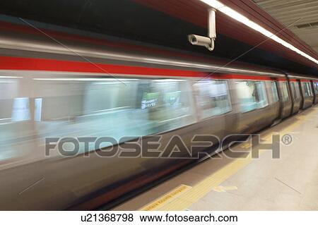 Stock Photo - Train at Istanbul Metro station, Istanbul, Turkey. Fotosearch