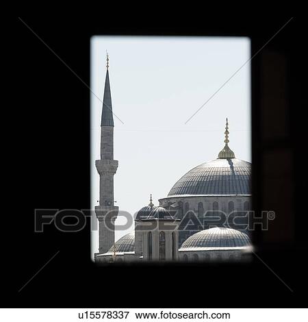 Stock Photo - View of Blue Mosque from Aya Sofya, Istanbul, Turkey. Fotosearch