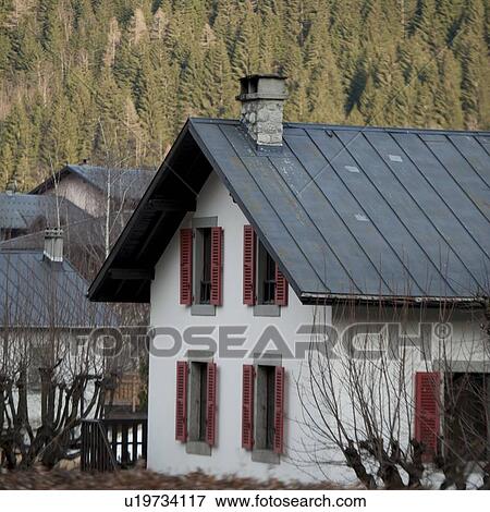 Village houses, Chamonix, Rhone-Alpes, France View Large Photo Image Stock Photo - Village houses, Chamonix, Rhone-Alpes, France. Fotosearch