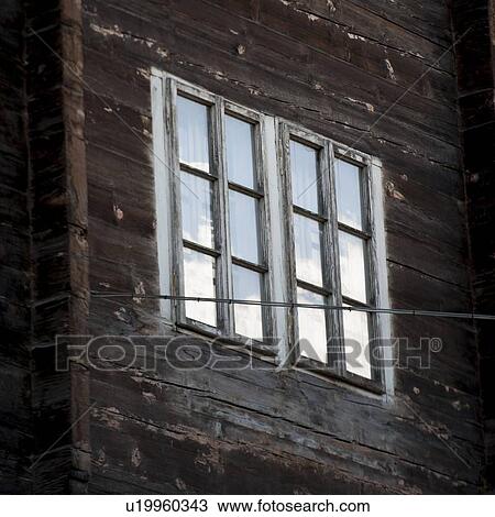 Stock Image - Window detail in Whymper-Stube, Zermatt, Valais Canton, Switzerland. Fotosearch