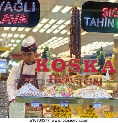 Window display of a sweet shop in old city, Istanbul, Turkey View Large Photo Image Stock Photo - Window display of a sweet shop in old city, Istanbul, Turkey. Fotosearch