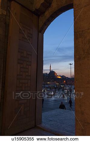 Yeni Camii Mosque viewed through an arch, Istanbul, Turkey View Large Photo Image Stock Photography - Yeni Camii Mosque viewed through an arch, Istanbul, Turkey. Fotosearch