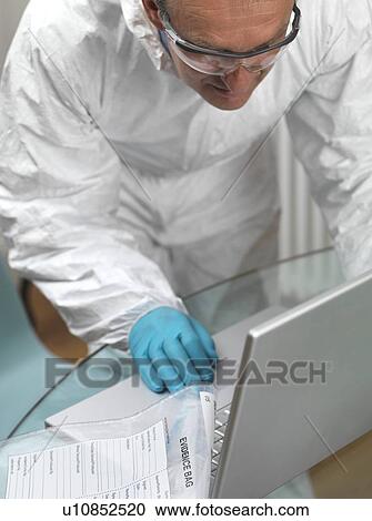 Stock Image - Collecting forensic evidence. Fotosearch
