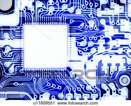 Stock Image - Printed circuit, macrophotograph. Fotosearch