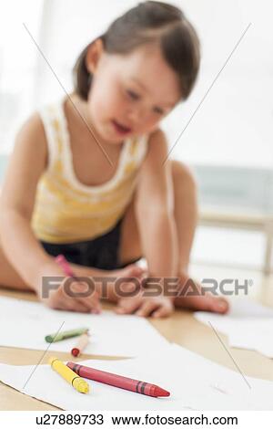 Stock Image - Toddler drawing. Fotosearch