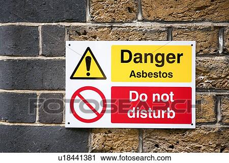 Stock Image - Asbestos warning sign. Fotosearch