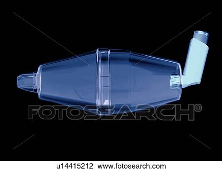 Stock Image - Asthma inhaler and spacer. Fotosearch