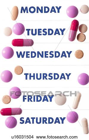 Picture - Pills and pill box. Fotosearch