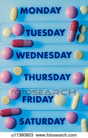 Stock Image - Pills and pill box. Fotosearch