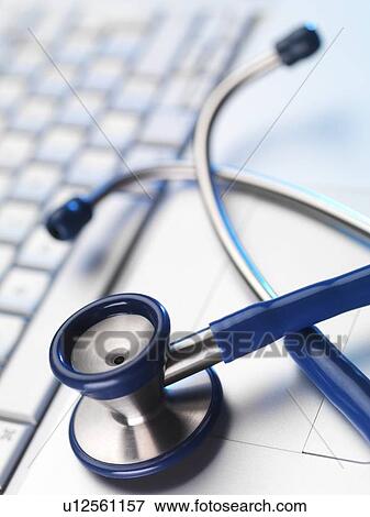 Stock Photo - Stethoscope and keyboard. Fotosearch