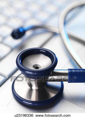 Stock Photograph - Stethoscope and keyboard. Fotosearch