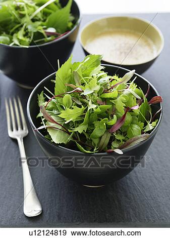 Bowl of mixed greens salad View Large Photo Image Stock Photo - Bowl of mixed greens salad. Fotosearch