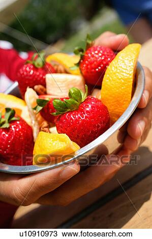 Stock Image - Close up of bowl of fruit. Fotosearch
