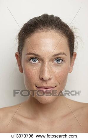 Close up of womans smiling face View Large Photo Image Stock Photograph - Close up of womans smiling face. Fotosearch