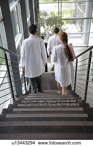 Doctors climbing staircase in office View Large Photo Image Picture - Doctors climbing staircase in office. Fotosearch