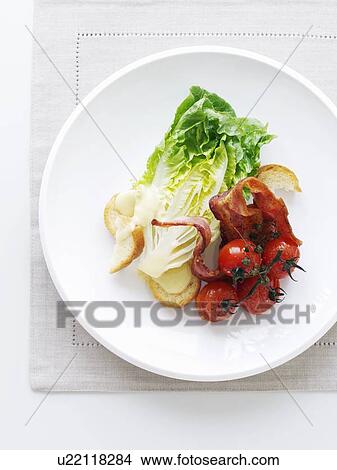 Plate of bacon lettuce and tomato salad View Large Photo Image Picture - Plate of bacon lettuce and tomato salad. Fotosearch
