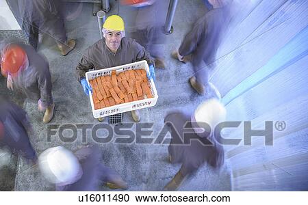 Worker with basket of smoked salmon View Large Photo Image Stock Image - Worker with basket of smoked salmon. Fotosearch