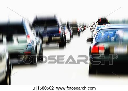 Stock Image - Cars in traffic jam. Fotosearch