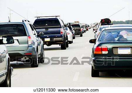 Stock Image - Cars in traffic jam. Fotosearch