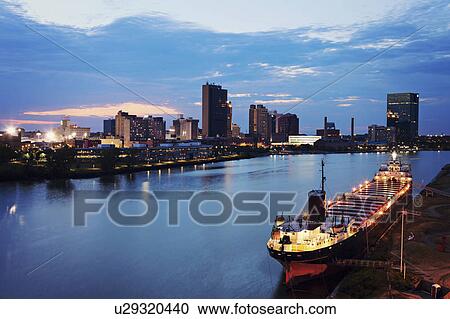 Stock Image - Cityscape at evening. Fotosearch