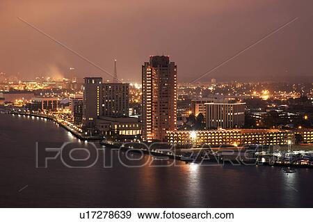 Stock Photo - Cityscape at night. Fotosearch