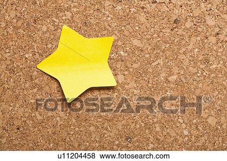 Corkboard with Note paper in shape of star View Large Photo Image Stock Photo - Corkboard with Note paper in shape of star. Fotosearch
