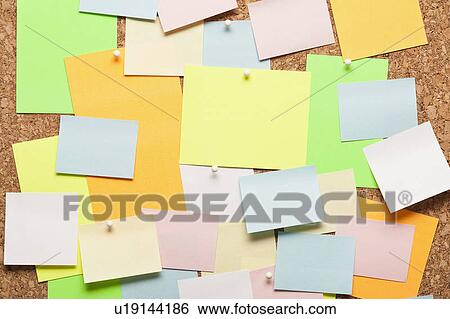 Stock Photograph - Corkboard with Note papers. Fotosearch