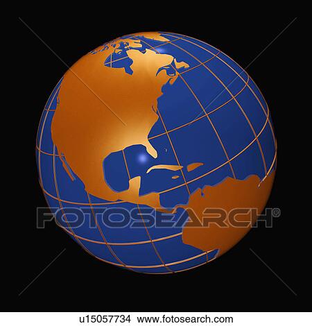 Picture - Digitally generated image of Earth on black background. Fotosearch