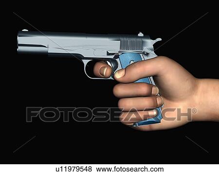 Digitally generated image of male hand holding pistol View Large Photo Image Stock Photo - Digitally generated image of male hand holding pistol. Fotosearch