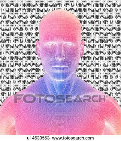 Stock Image - Digitally generated male figure against binary code background. Fotosearch