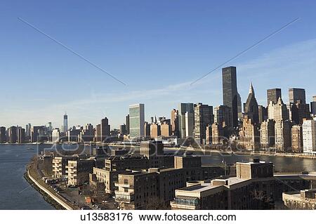 Elevated view of Manhattan's East Side View Large Photo Image Stock Photograph - Elevated view of Manhattan's East Side. Fotosearch