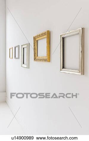 Empty picture frames in art gallery View Large Photo Image Stock Photo - Empty picture frames in art gallery. Fotosearch