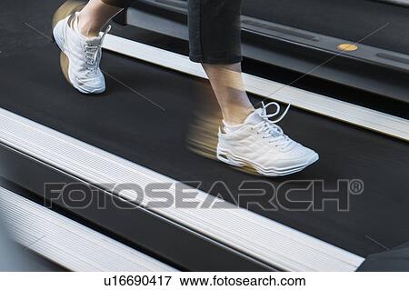 Low section of woman on treadmill View Large Photo Image Stock Photo - Low section of woman on treadmill. Fotosearch