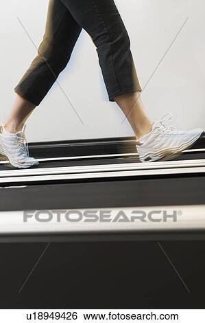 Low section of woman on treadmill View Large Photo Image Stock Photograph - Low section of woman on treadmill. Fotosearch