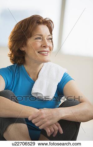 Portrait of senior woman in gym View Large Photo Image Stock Photo - Portrait of senior woman in gym. Fotosearch