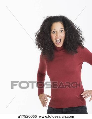 Studio portrait of mid adult woman View Large Photo Image Stock Photography - Studio portrait of mid adult woman. Fotosearch