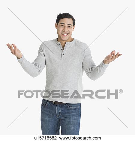 Stock Image - Studio portrait of young man. Fotosearch