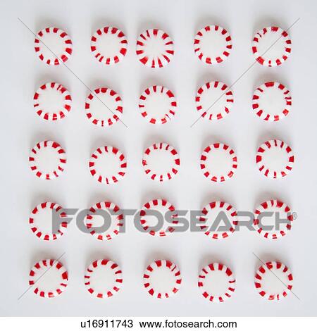 Stock Image - Studio Shot of rows of Peppermint Candies. Fotosearch