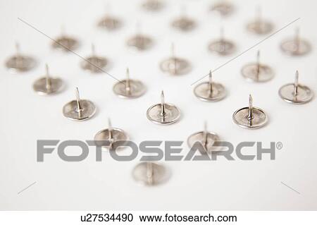 Studio Shot of rows of Thumbtack View Large Photo Image Stock Image - Studio Shot of rows of Thumbtack. Fotosearch