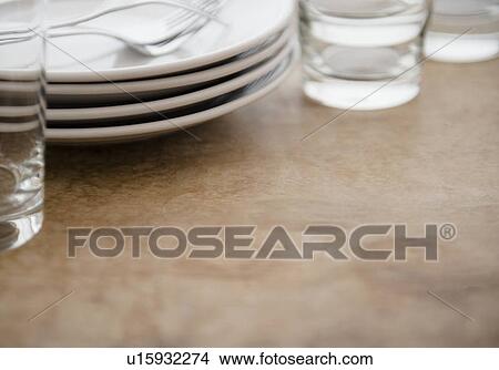 Picture - Studio shot of tableware and glasses. Fotosearch