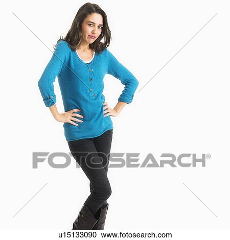 Studio shot of young woman View Large Photo Image Stock Image - Studio shot of young woman. Fotosearch