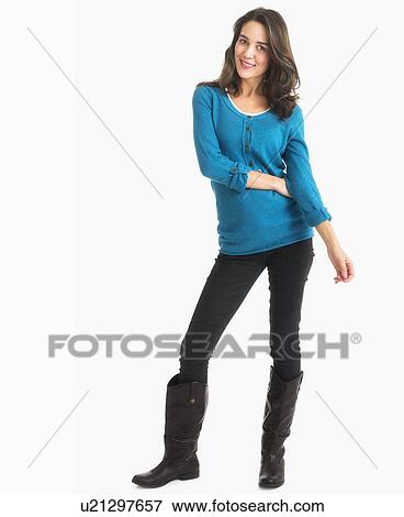 Stock Photo - Studio shot of young woman. Fotosearch